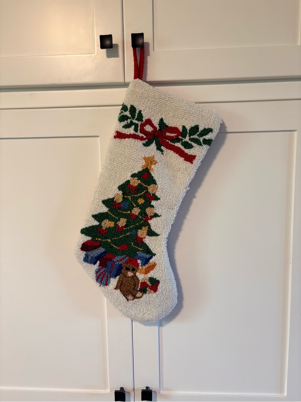 Vintage Christmas Tree Stocking Needlepoint.